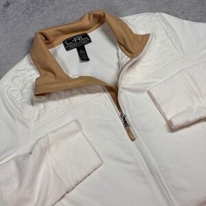 Lauren Ralph Lauren LRL Active Cream Quilted Jacket Full Zip Pockets Size L